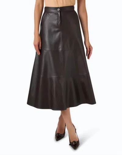 Purotatto Faux Leather Midi Skirt In Brown In Multi