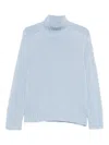 Purotatto High-neck Ribbed Sweater In Blue