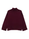 Purotatto High-neck Side-split Sweater In Red