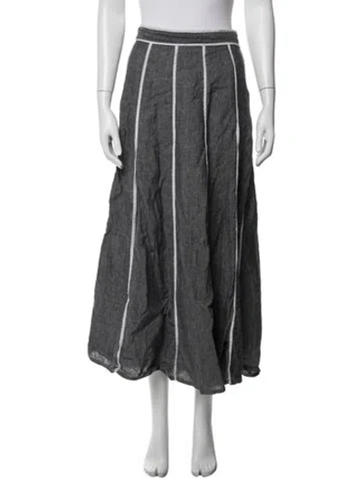 Pre-owned Purotatto Linen Midi Length Skirt In Gray