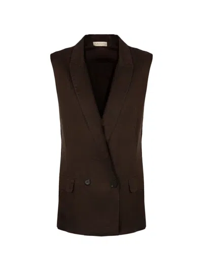Purotatto Linen Vest In Brown