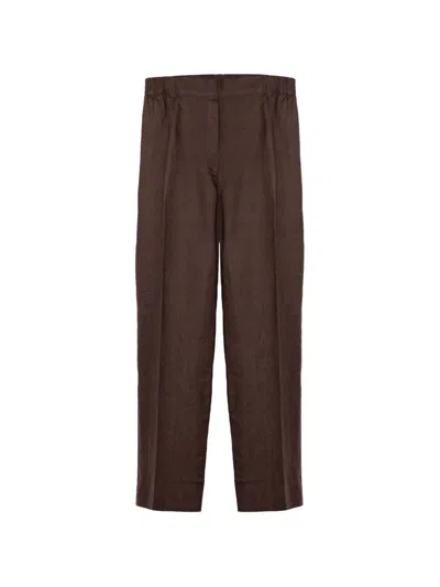 Purotatto Linen Wide-leg Trousers In Brown