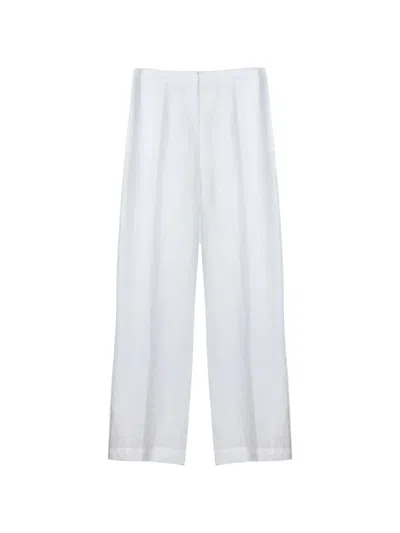 Purotatto Linen Wide-leg Trousers In White