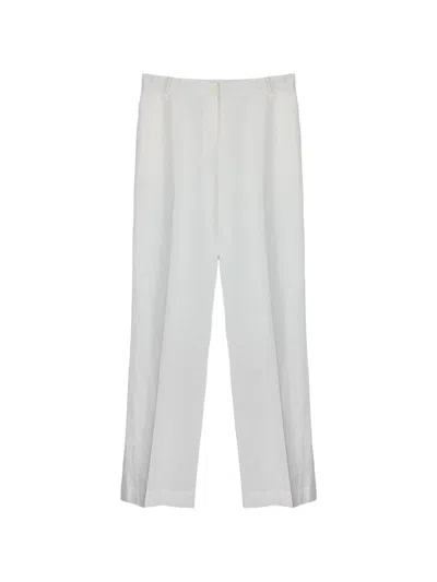 Purotatto Linen Wide-leg Trousers In White