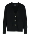 Purotatto Long-sleeved Knitted Cardigan In Black