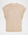 Purotatto Open-knit Sweater Vest In Brown