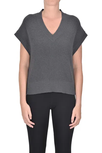 Purotatto Ribbed Cashmere Gilet In Gray