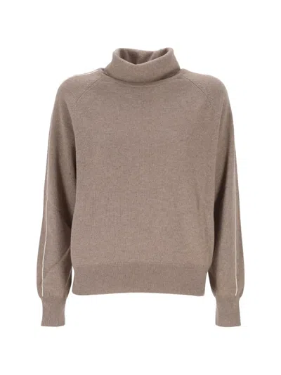 Purotatto Roll-neck Wool Sweater In Neutrals