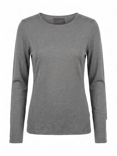 Purotatto Round Neck Double Sweater In Gray