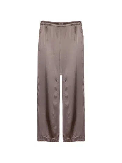 Purotatto Satin-finish Wide-leg Trousers In Brown