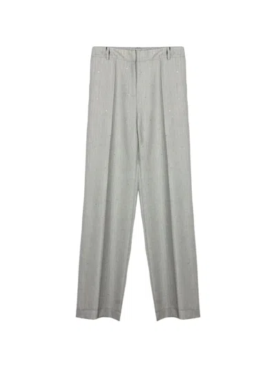 Purotatto Sequin-embellished Straight-leg Trousers In Gray