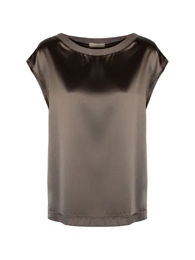 Purotatto Short Sleeve Blouse In Brown