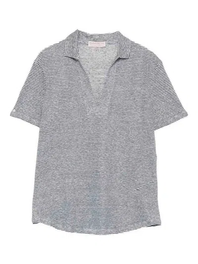 Purotatto Short Sleeve Polo Blouse In Gray