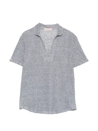 Purotatto Short Sleeve Polo Blouse In Gray