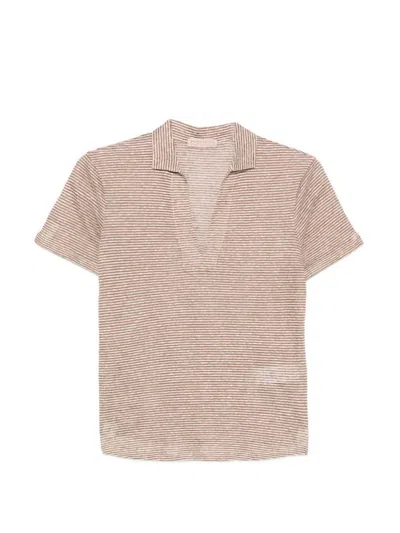 Purotatto Short Sleeve Polo Blouse In Neutral