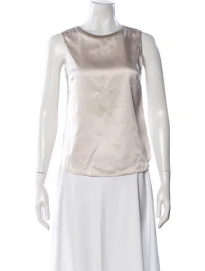 Pre-owned Purotatto Silk Crew Neck Top In Neutral