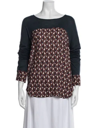 Pre-owned Purotatto Silk Patterned Top In Blue