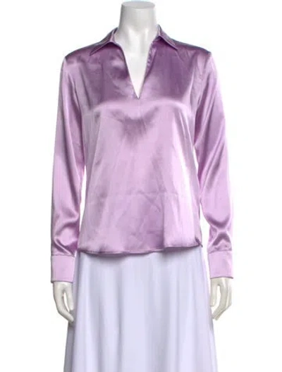 Pre-owned Purotatto Silk V-neck Top In Purple