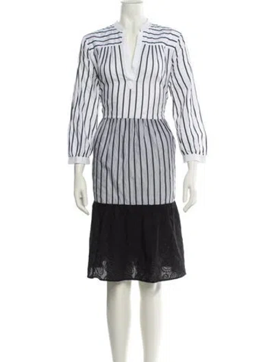 Pre-owned Purotatto Striped Knee-length Dress In White