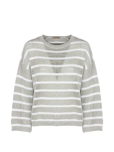 Purotatto Striped Sweater In Neutral
