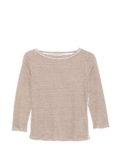 Purotatto Striped Top In Brown