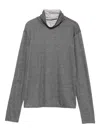 Purotatto Striped Turtleneck Top In Gray