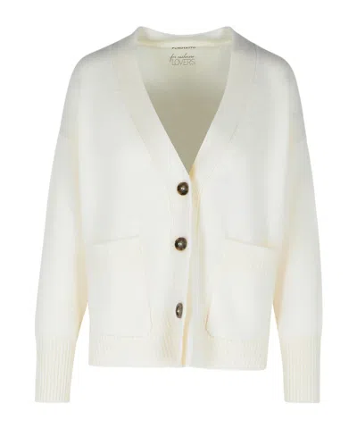 Purotatto V-neck Knitted Cardigan In Beige