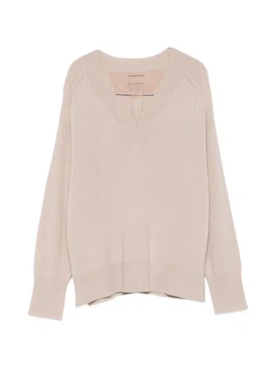 Purotatto V-neck Sweater In Neutral