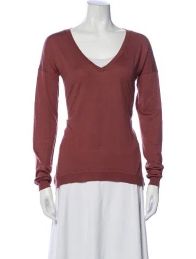 Pre-owned Purotatto V-neck Long Sleeve Top In Red