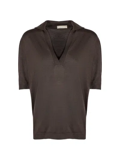 Purotatto V-neck Polo Top In Brown