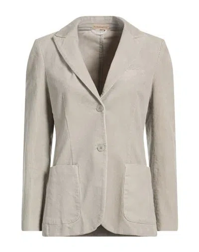 Purotatto Woman Blazer Grey Size 6 Cotton, Elastane In Gray