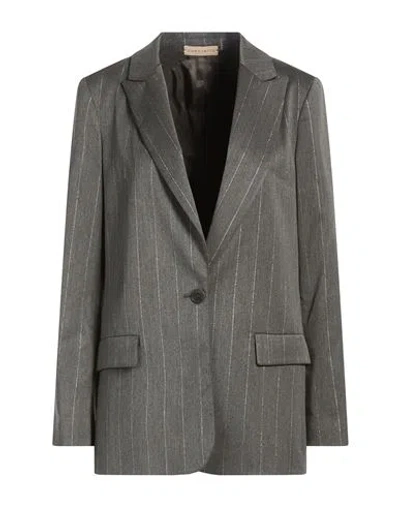 Purotatto Woman Blazer Grey Size 6 Viscose, Polyester, Elastane In Gray