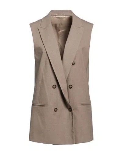 Purotatto Woman Blazer Taupe Size 8 Viscose, Polyester, Elastane In Brown
