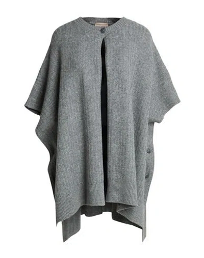 Purotatto Woman Cape Grey Size 10 Wool, Cashmere In Gray