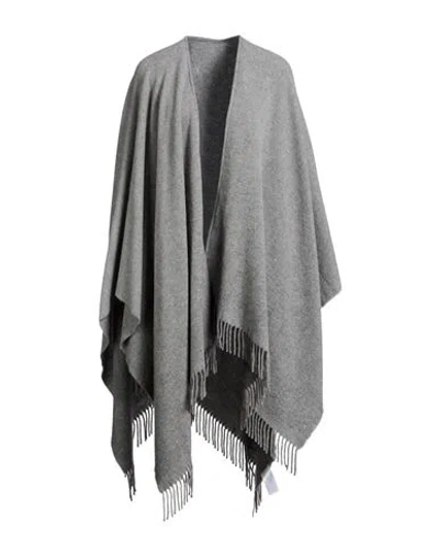Purotatto Woman Cape Grey Size Onesize Virgin Wool, Cashmere, Polyester In Gray