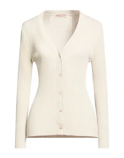 Purotatto Woman Cardigan Beige Size 10 Cotton In Neutral