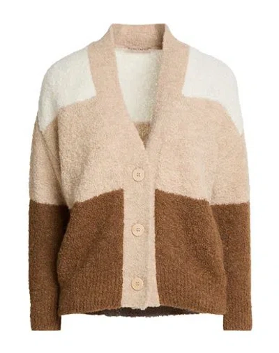 Purotatto Woman Cardigan Beige Size 10 Wool, Alpaca Wool, Polyamide, Metallic Fiber In Sand