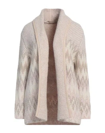 Purotatto Woman Cardigan Beige Size 8 Alpaca Wool, Wool, Paper, Elastane