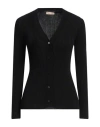 Purotatto Woman Cardigan Black Size 12 Cotton In Black