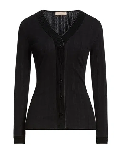 Purotatto Woman Cardigan Black Size 4 Cotton, Elastane