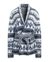 Purotatto Woman Cardigan Blue Size 8 Cotton In Blue