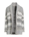 Purotatto Woman Cardigan Grey Size 6 Alpaca Wool, Wool, Paper, Elastane In Gray