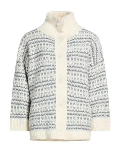 Purotatto Woman Cardigan Ivory Size 6 Wool, Polyamide, Alpaca Wool In Multi