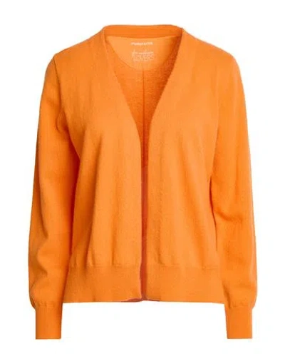 Purotatto Woman Cardigan Orange Size 8 Cashmere