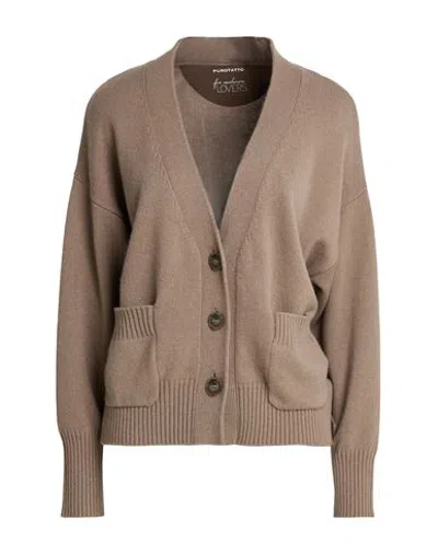 Purotatto Woman Cardigan Taupe Size 6 Cashmere In Neutral