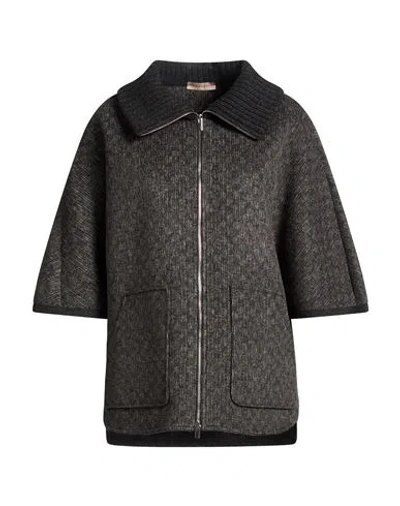 Purotatto Woman Jacket Charcoal Size 4 Wool, Alpaca Wool, Polyester In Black