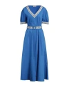 Purotatto Woman Maxi Dress Blue Size 10 Cotton, Polyamide, Elastane