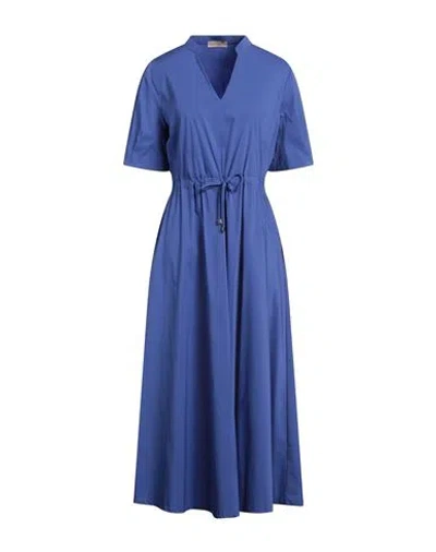 Purotatto Woman Maxi Dress Bright Blue Size 4 Cotton, Polyamide, Elastane
