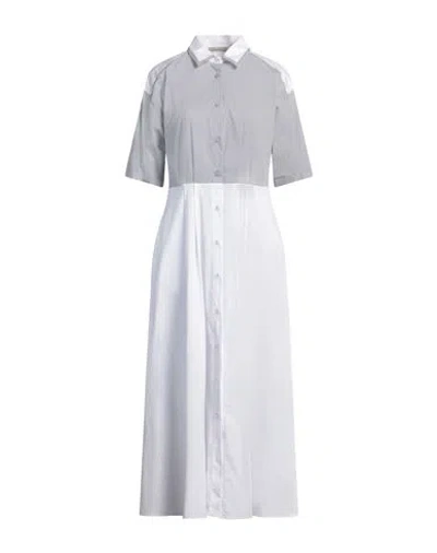 Purotatto Woman Maxi Dress Grey Size 14 Cotton, Polyamide, Elastane