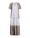 Purotatto Woman Maxi Dress Light Brown Size 12 Cotton, Polyamide, Elastane In Beige
